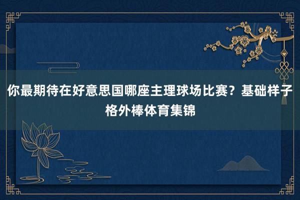 你最期待在好意思国哪座主理球场比赛？基础样子格外棒体育集锦